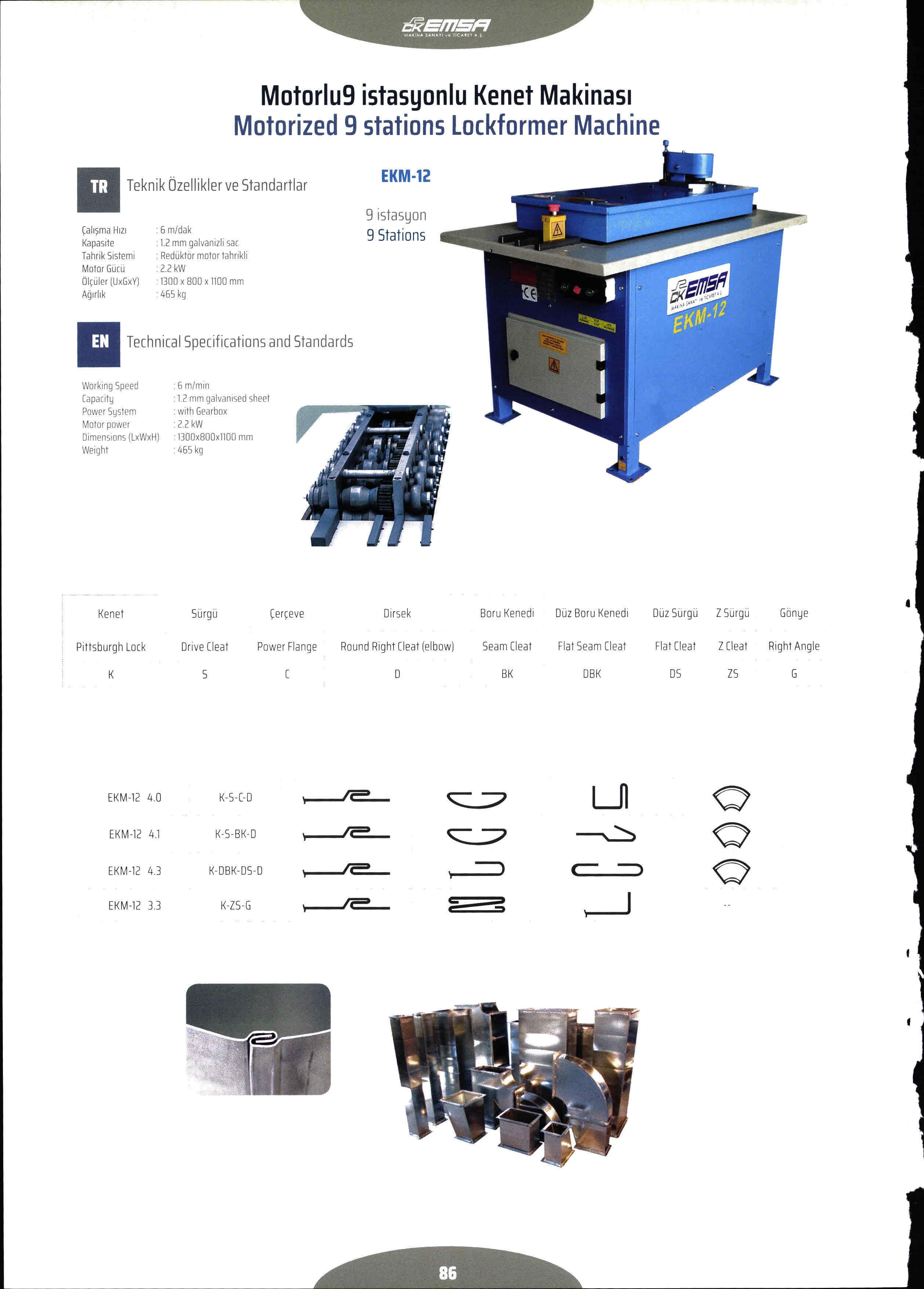Logformer Machine Emsa EKM12 motorized 9 stations lockformer machine | Mach4Metal