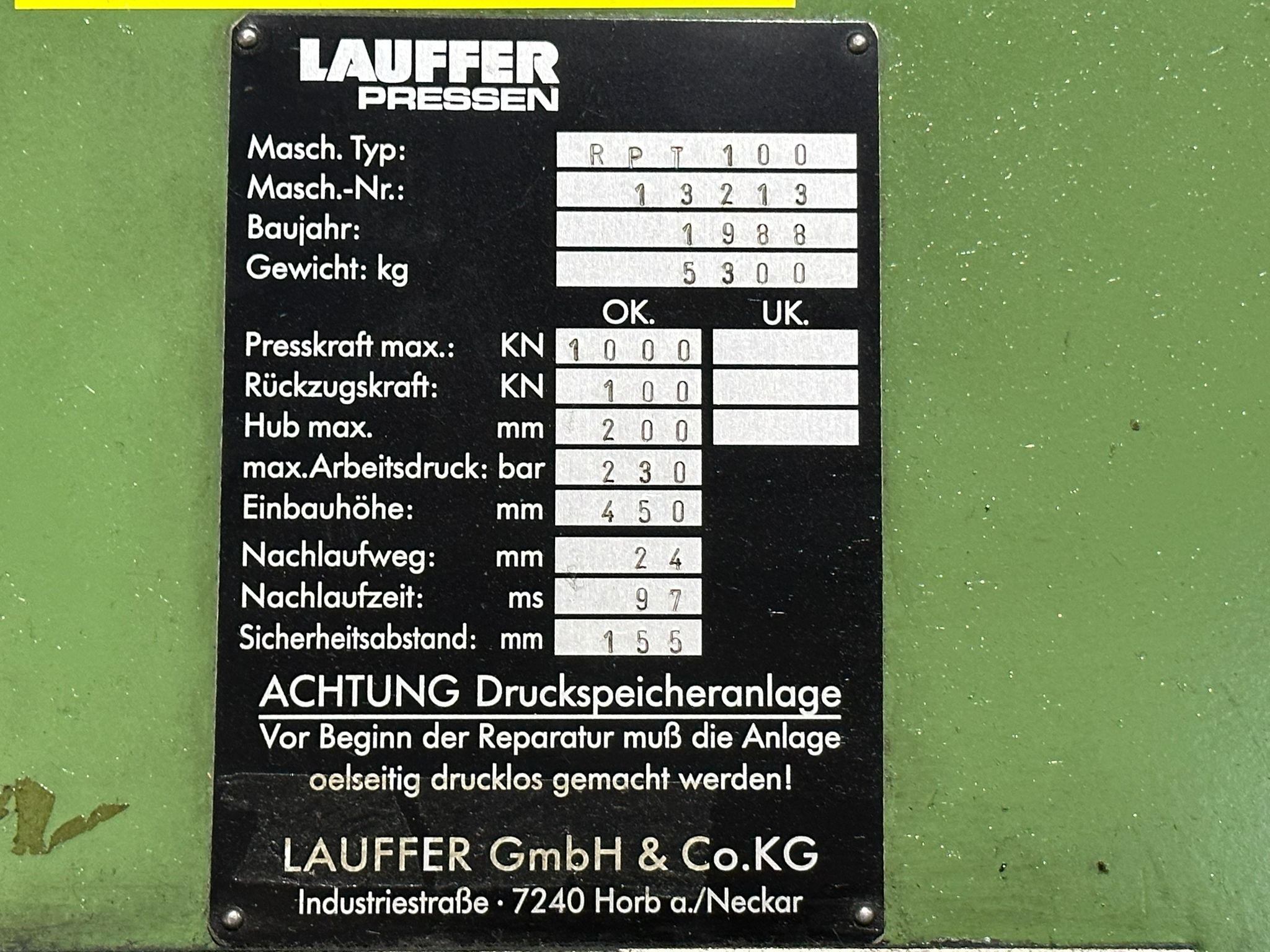 Moreel Dwingend krekel Lauffer - RPT 100 Hydraulic press used | Mach4Metal