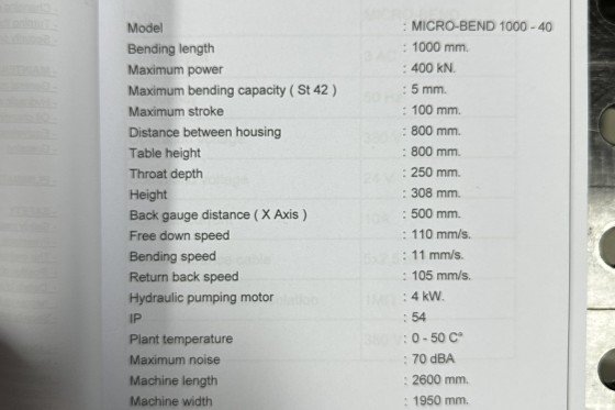 ERMAK - MICRO-BEND 1000/40