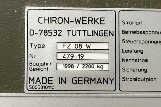 CHIRON - FZ08W 3-axis CNC machine (VMC) used | Mach4Metal