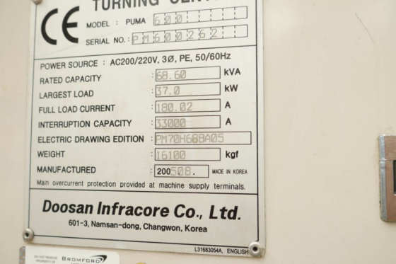 DOOSAN - Puma 600 CNC lathe used | Mach4Metal