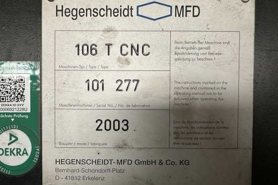 Hegenscheidt MFD - 106 T CNC