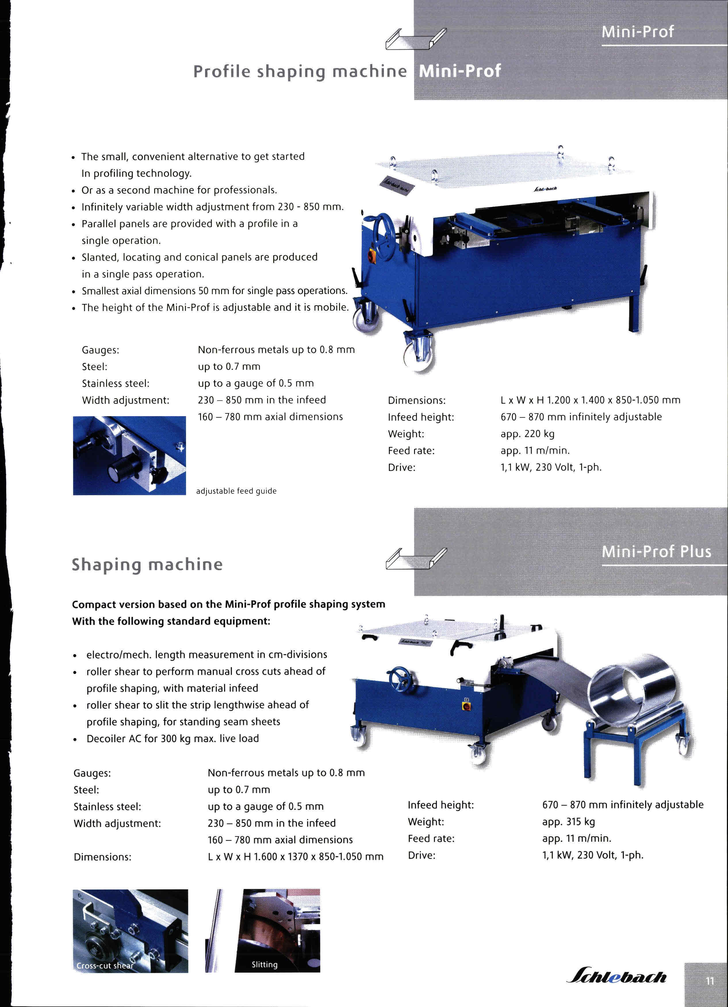 Profs Machine Schlebach mini prof profile shaping machine | Mach4Metal